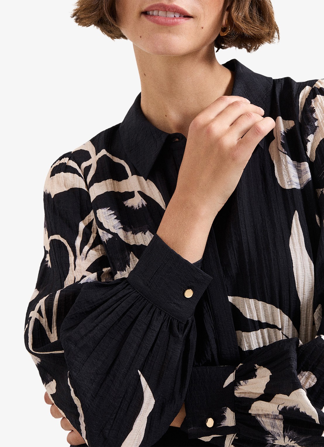 Phase Eight Natalie midi jurk met bloemenprint - detail 4 zwart