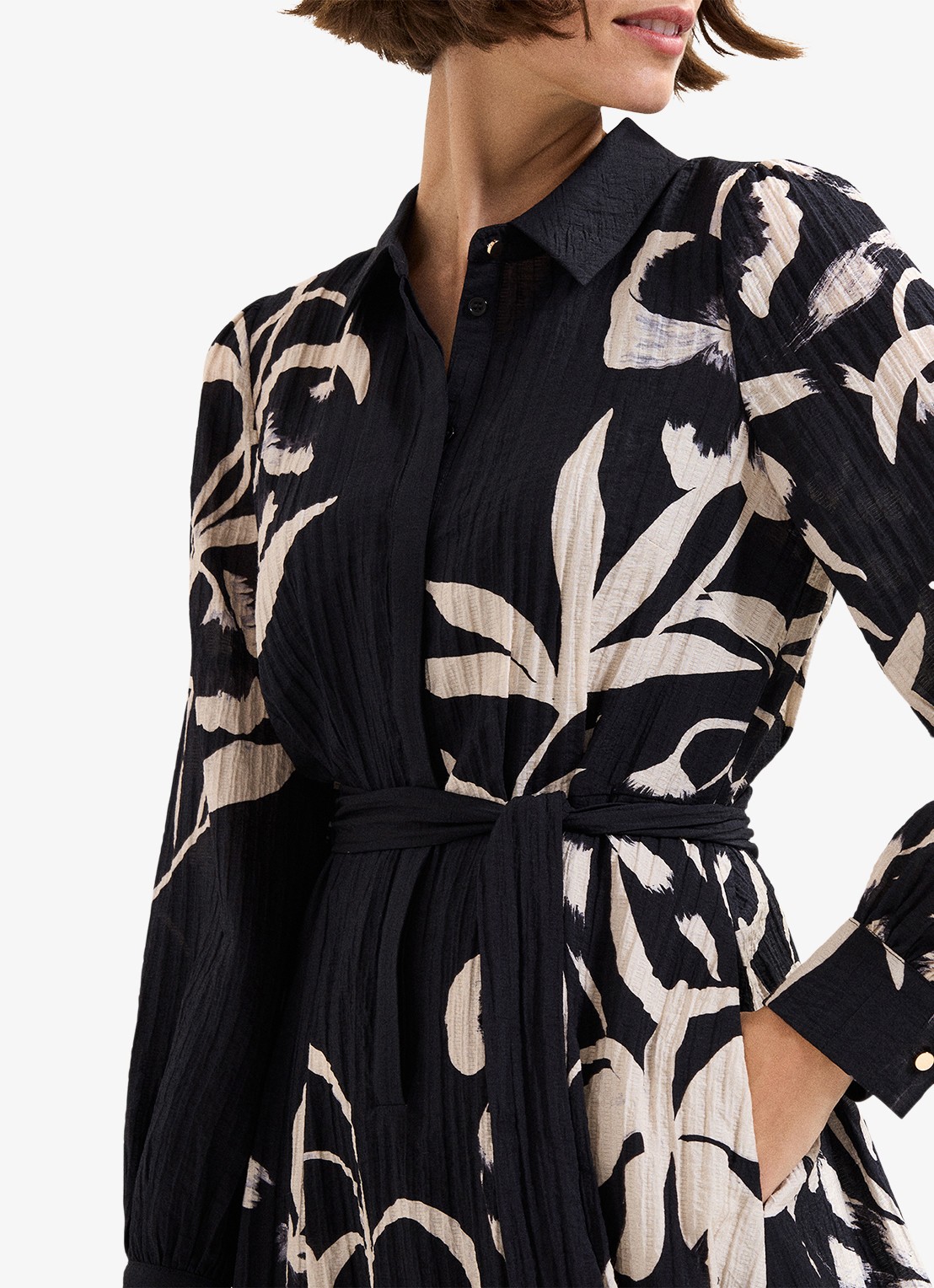 Phase Eight Natalie midi jurk met bloemenprint - detail 5 zwart