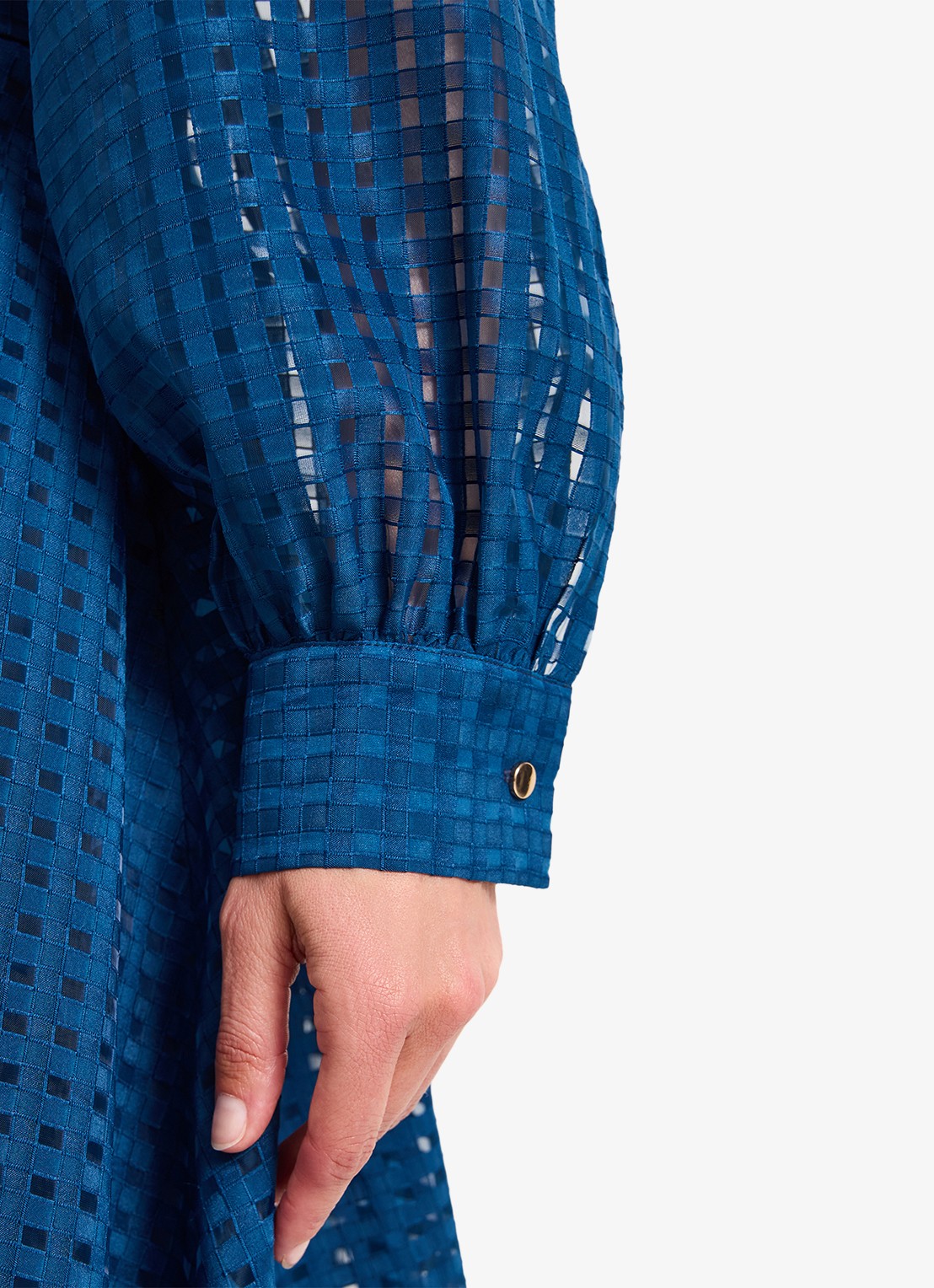 Phase Eight Natalie midi jurk met ruitdessin - detail 6 donkerblauw