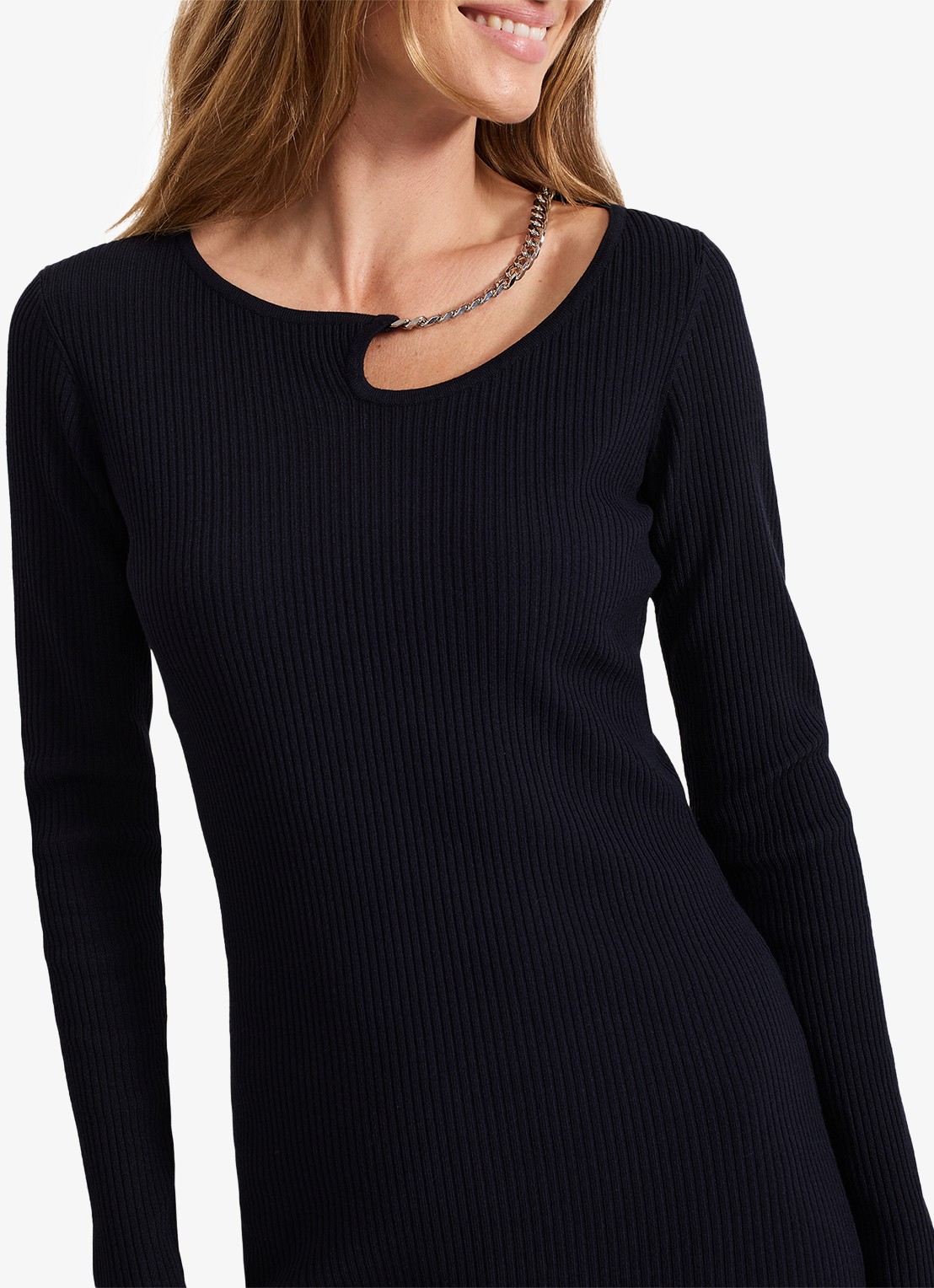 Phase Eight Nia mini jurk met ribstructuur  - detail 3 donkerblauw
