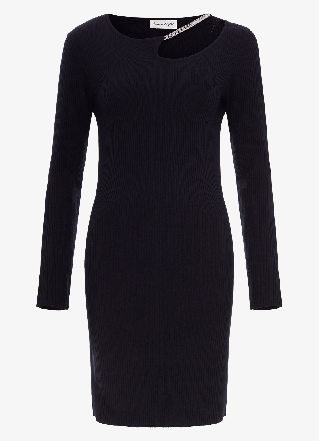 Phase Eight Nia mini jurk met ribstructuur  - voorkant 5 donkerblauw