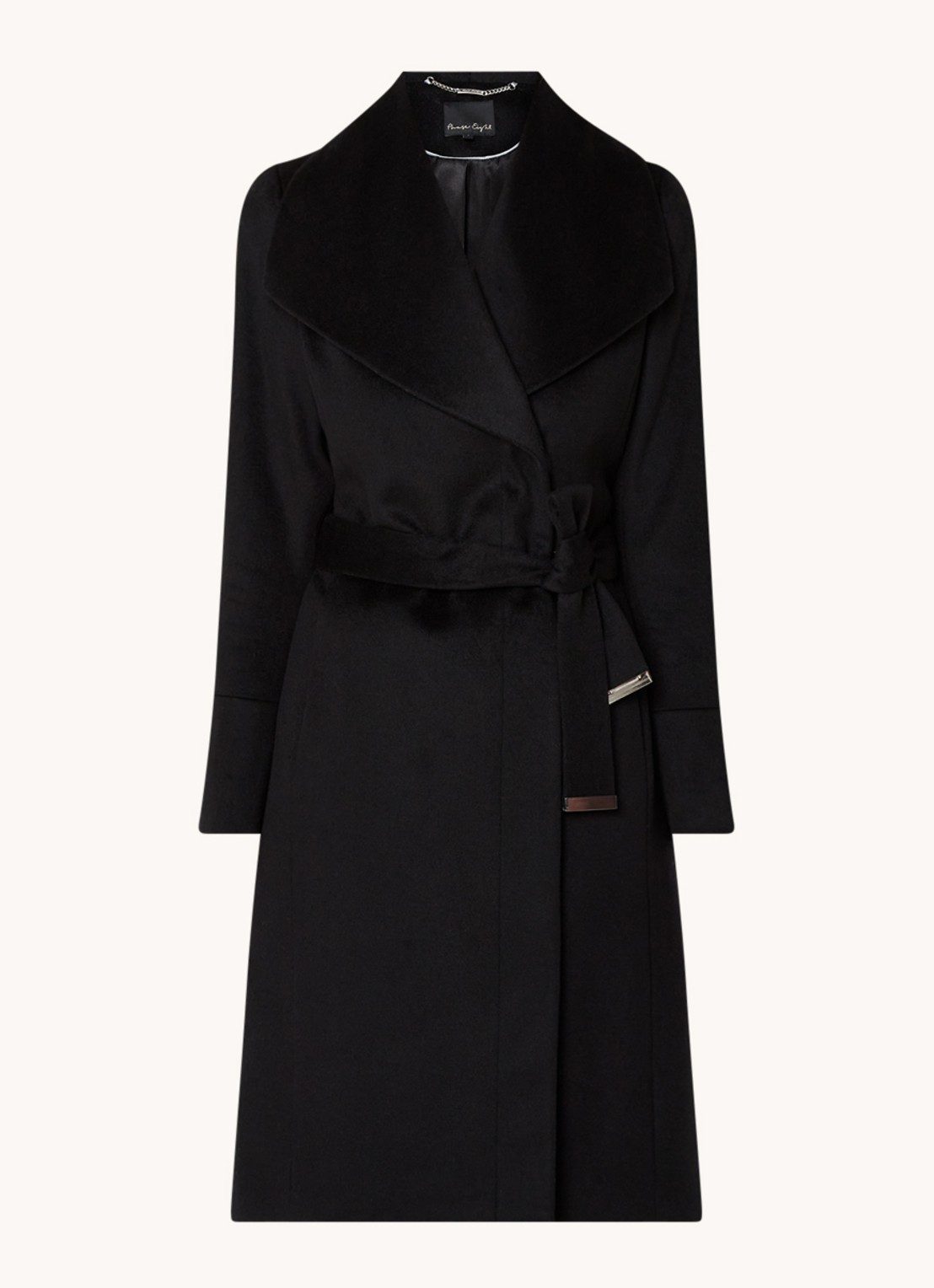 Phase Eight Nicci Belted Coat Black 08 - voorkant zwart