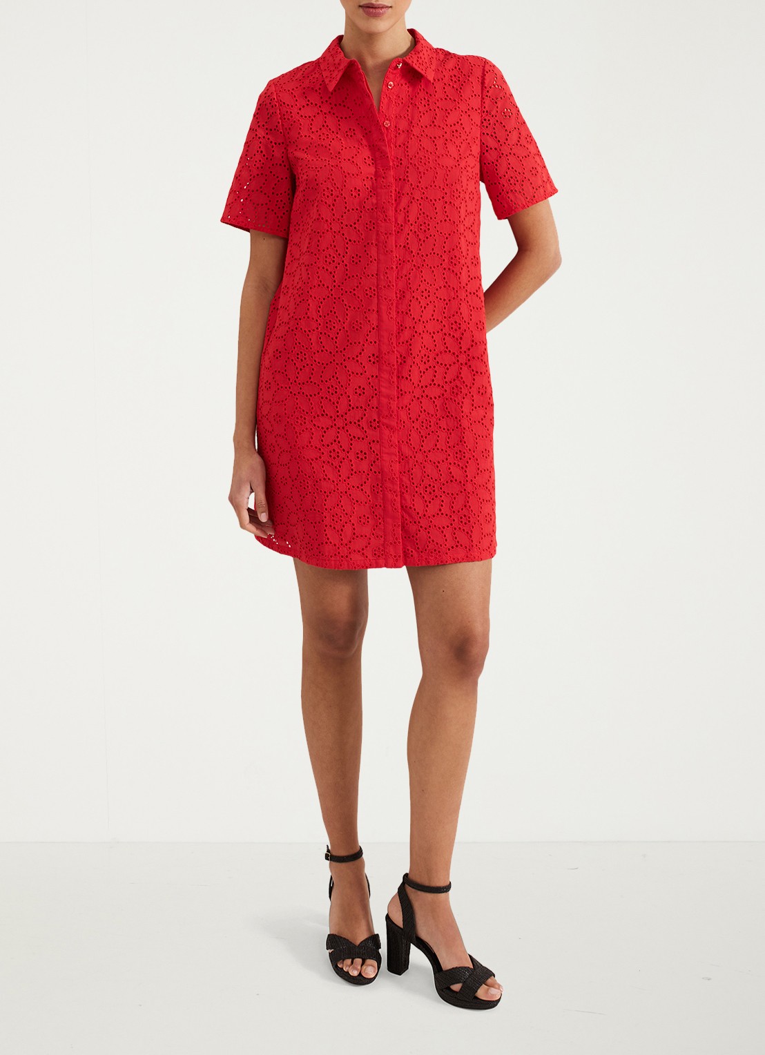 Phase Eight Nicky Shirt Dress - voorkant 3 rood