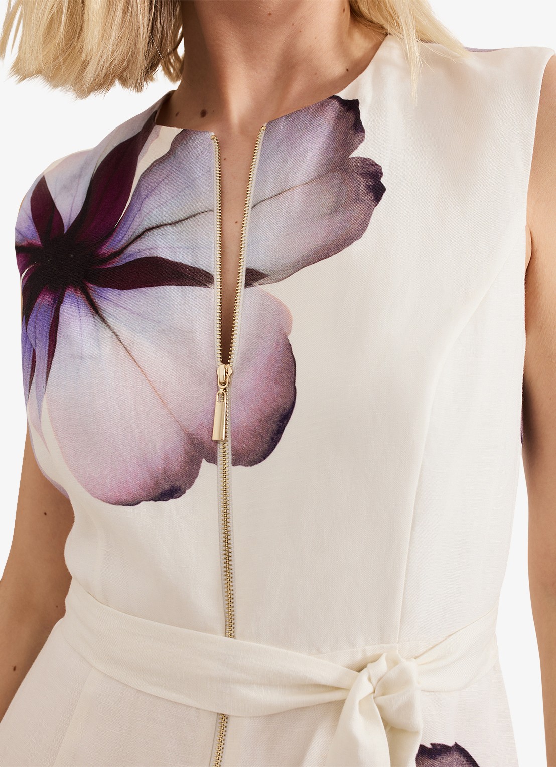 Phase Eight Nina midi jurk met bloemenprint - detail 5 ivoor