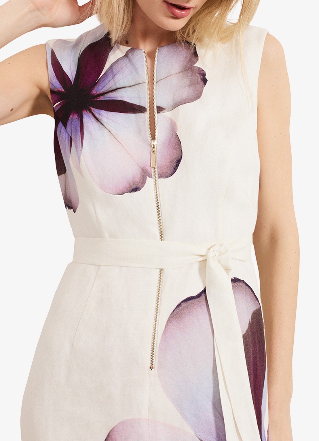 Phase Eight Nina midi jurk met bloemenprint - detail 6 ivoor