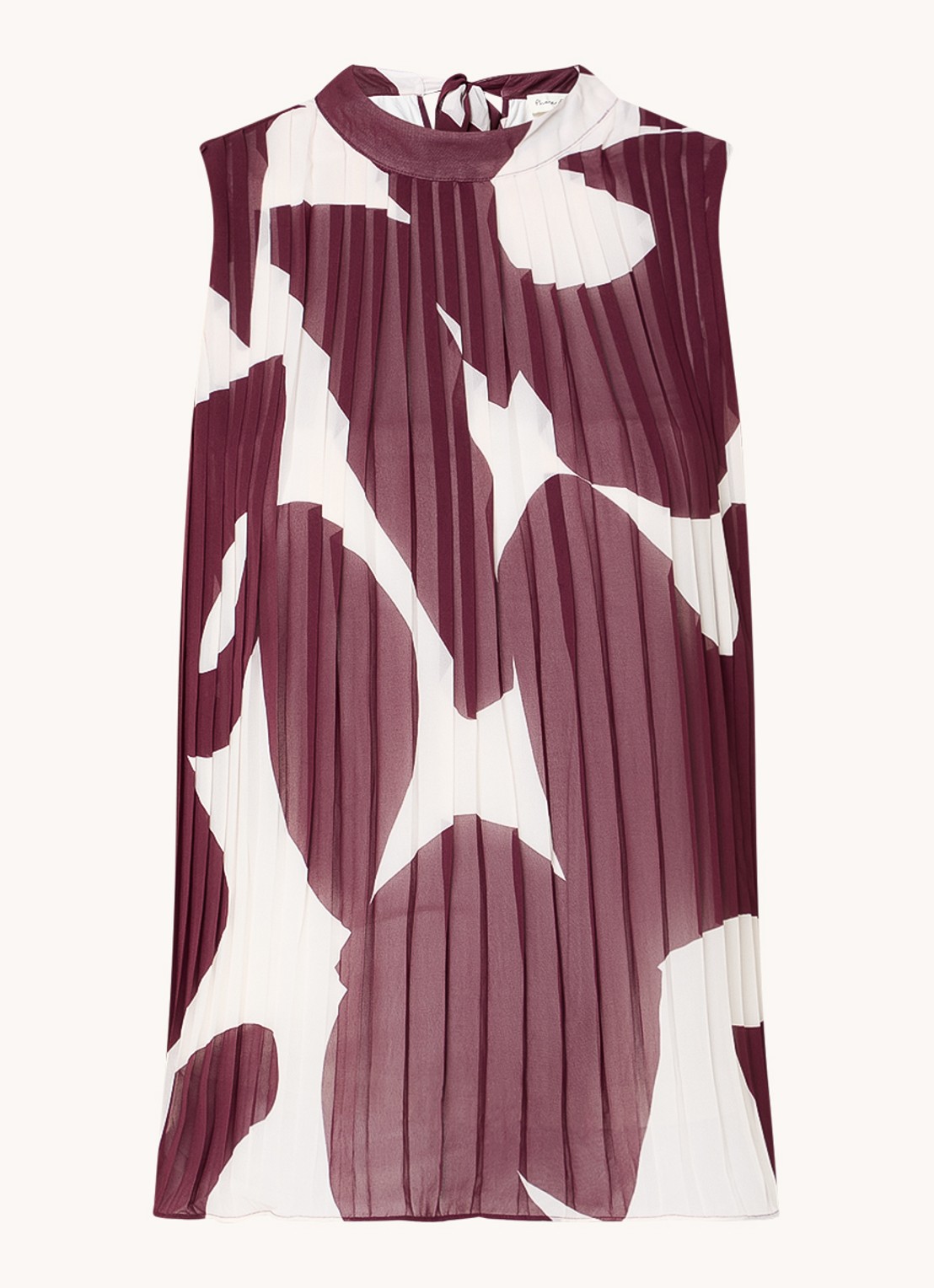 Phase Eight Nina semi-transparante top met print en plissé - voorkant 4 aubergine