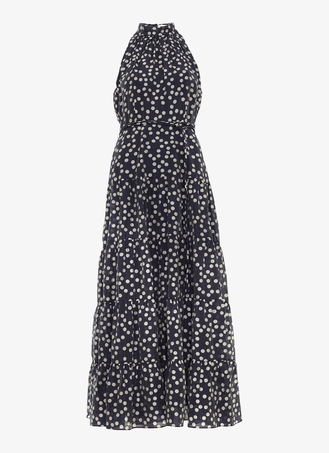 Phase Eight Nita maxi jurk met stippenprint - voorkant 7 donkerblauw
