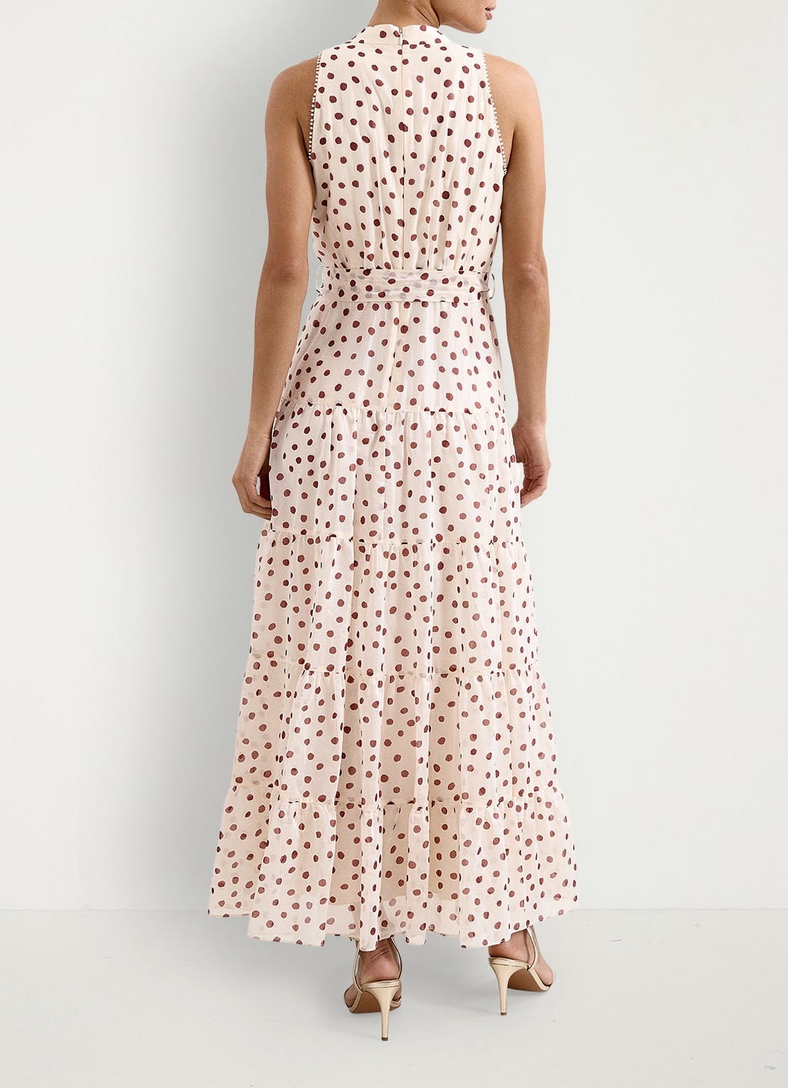 Phase Eight Nita maxi jurk met stippenprint  - achterkant gebroken wit