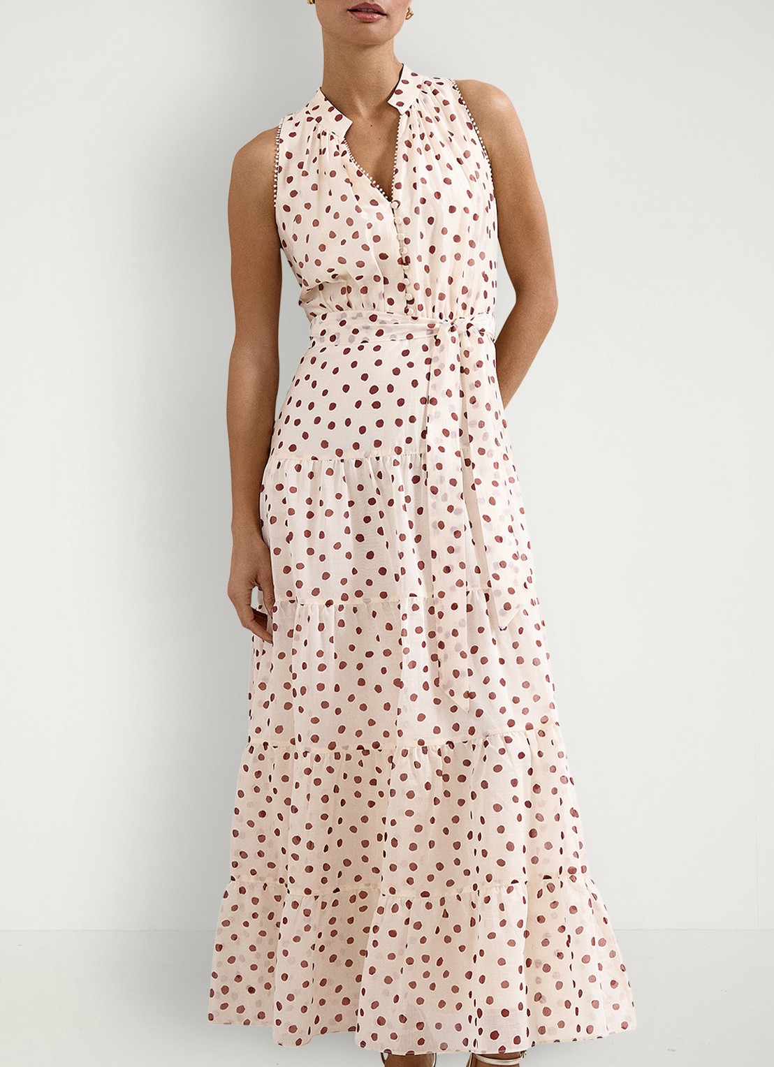 Phase Eight Nita maxi jurk met stippenprint  - detail 4 gebroken wit