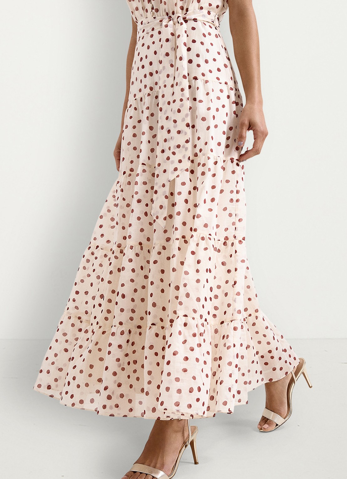 Phase Eight Nita maxi jurk met stippenprint  - detail 6 gebroken wit
