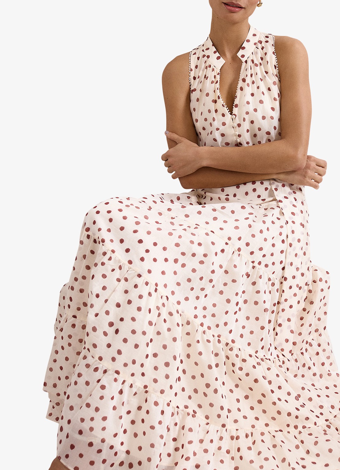 Phase Eight Nita maxi jurk met stippenprint  - detail 7 gebroken wit