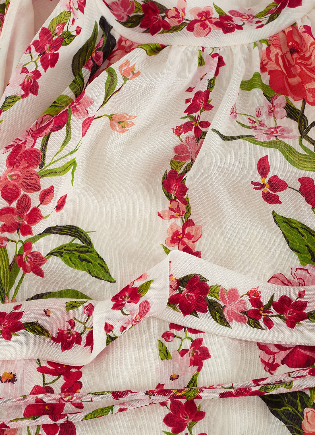 Phase Eight Nita midi jurk met bloemenprint in linnenblend - detail 6 cream
