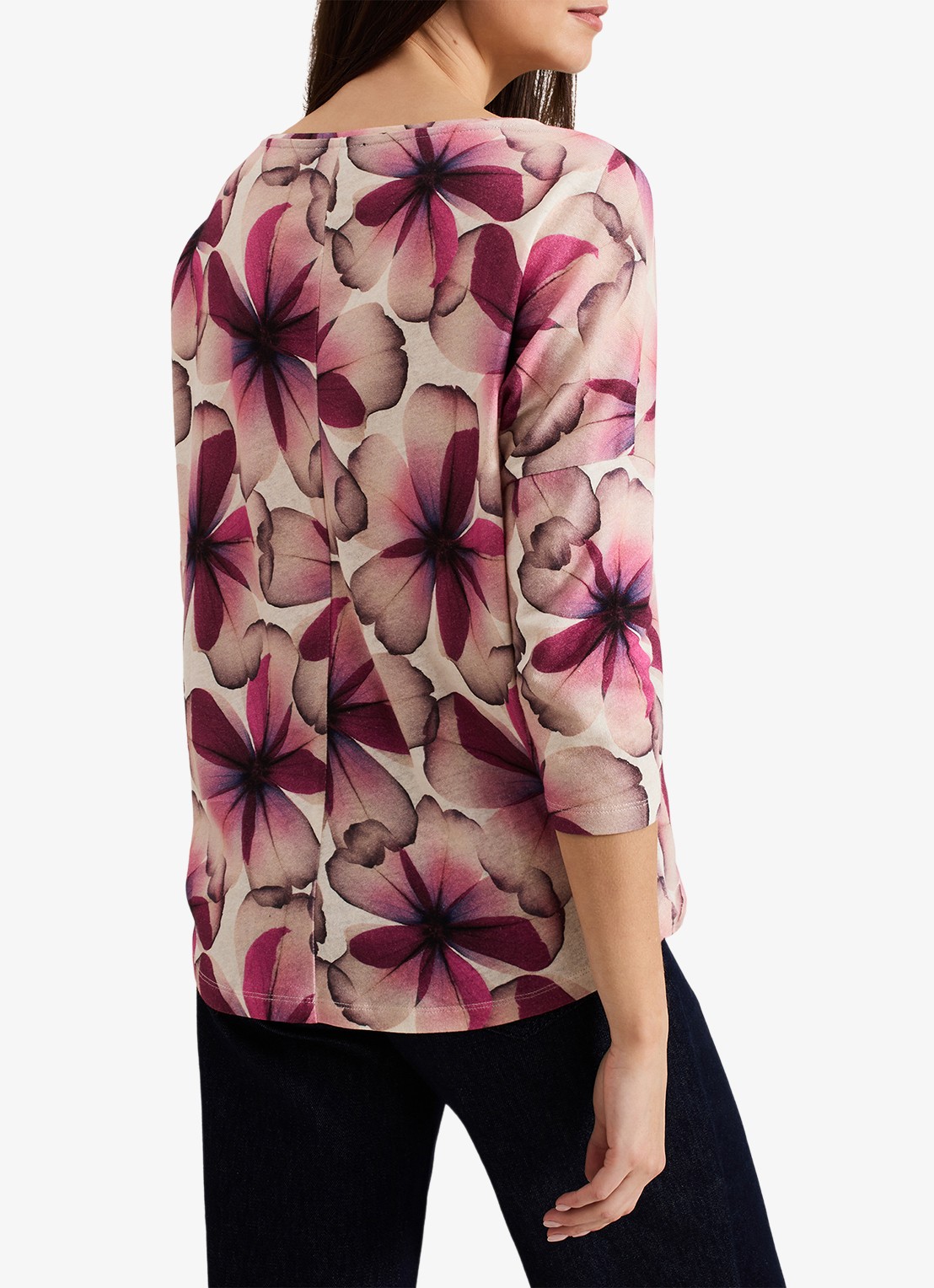 Phase Eight Nori top in linnenblend met bloemenprint - achterkant 7 roze