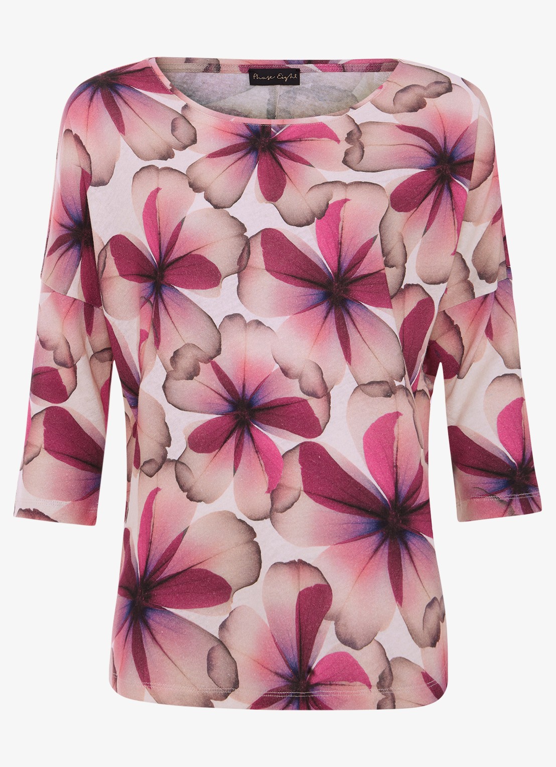 Phase Eight Nori top in linnenblend met bloemenprint - voorkant 5 roze