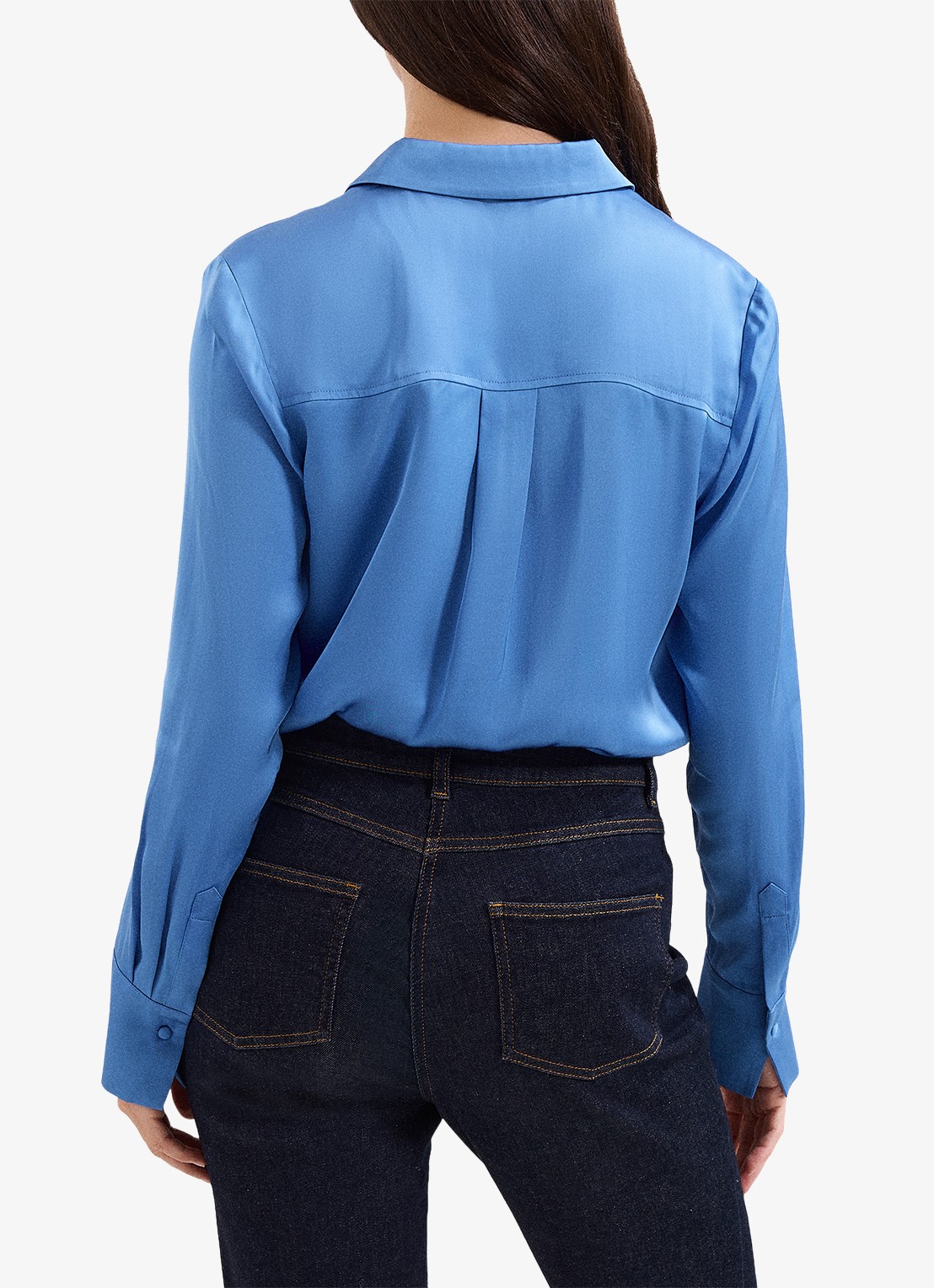 Phase Eight Novie blouse van satijn - achterkant 3 donkerblauw