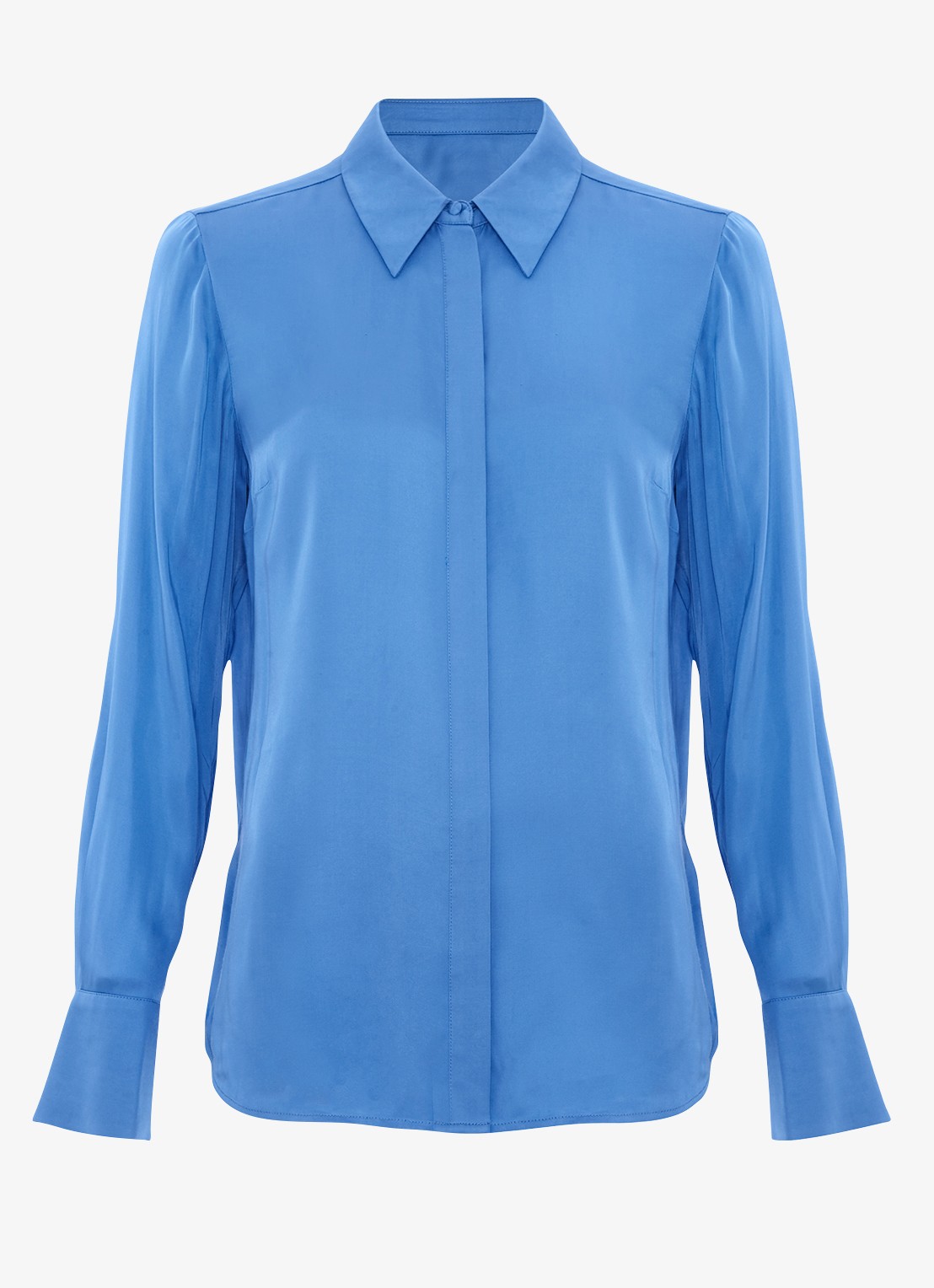 Phase Eight Novie blouse van satijn - voorkant donkerblauw