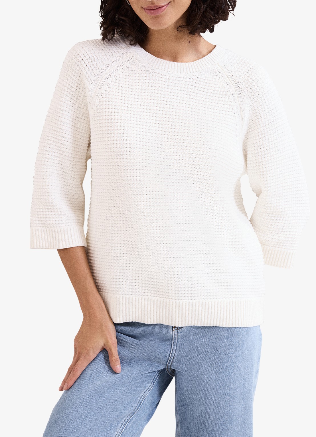 Phase Eight Odette grofgebreide trui met structuur - detail 4 ivoor