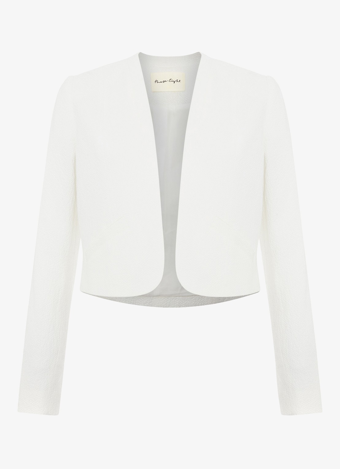 Phase Eight Olivia cropped blazer met paspelzakken - voorkant 2 wit