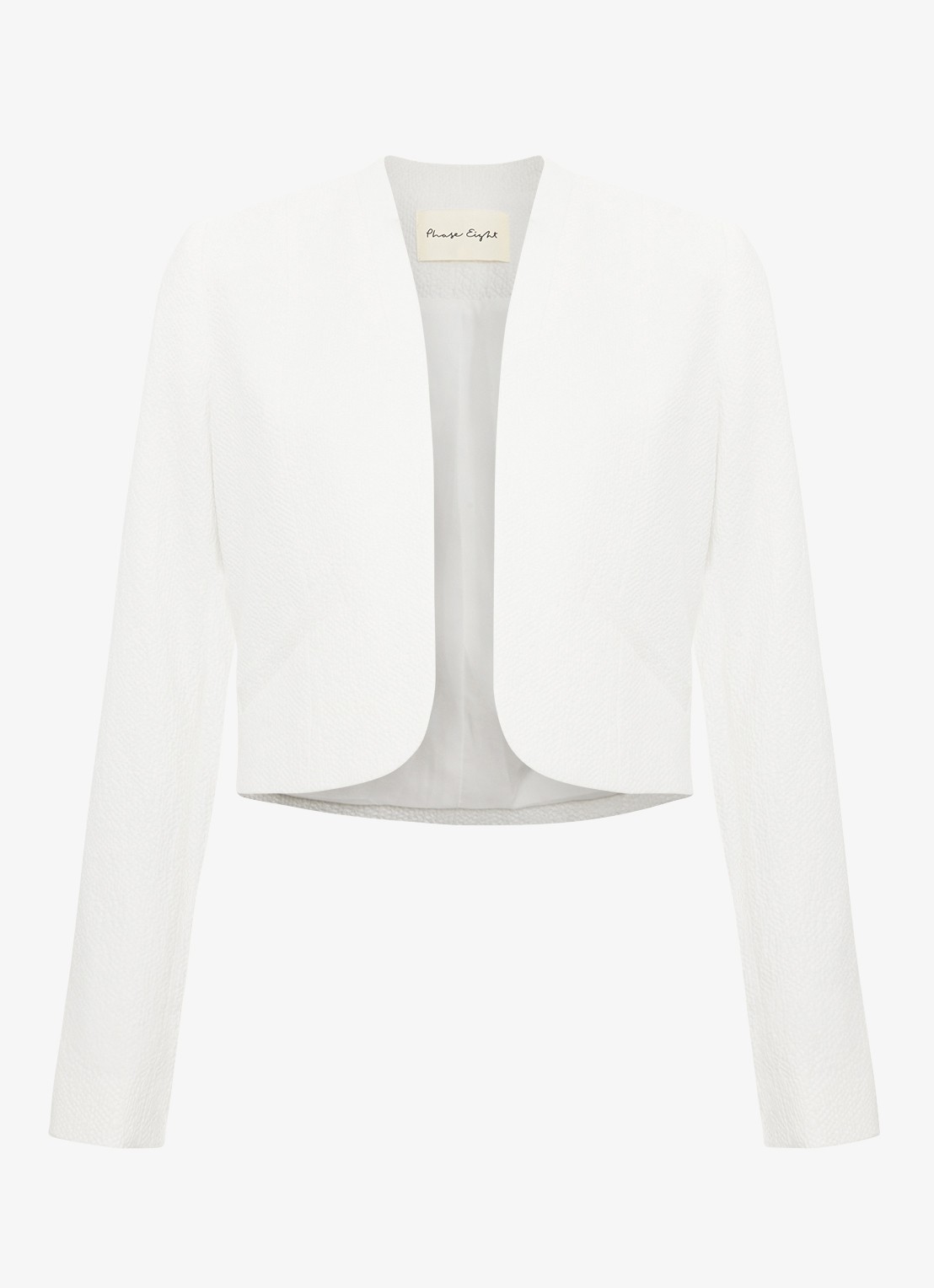 Phase Eight Olivia cropped blazer met paspelzakken - voorkant wit