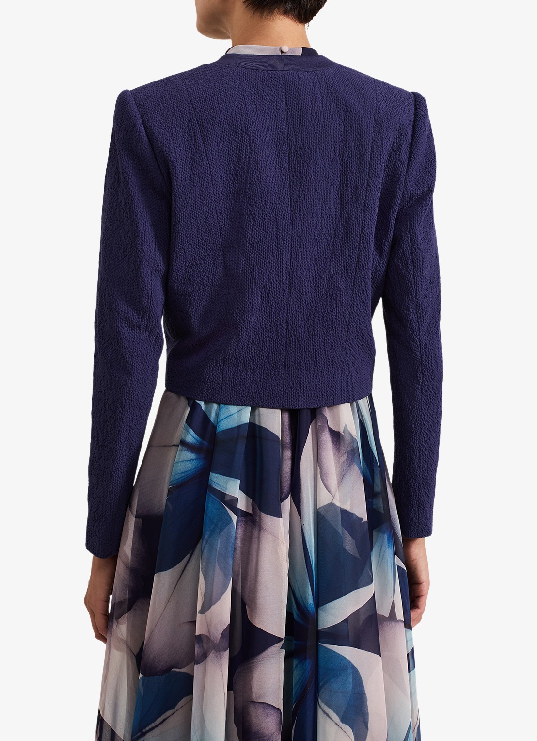 Phase Eight Olivia cropped blazer met structuur - achterkant 5 donkerblauw