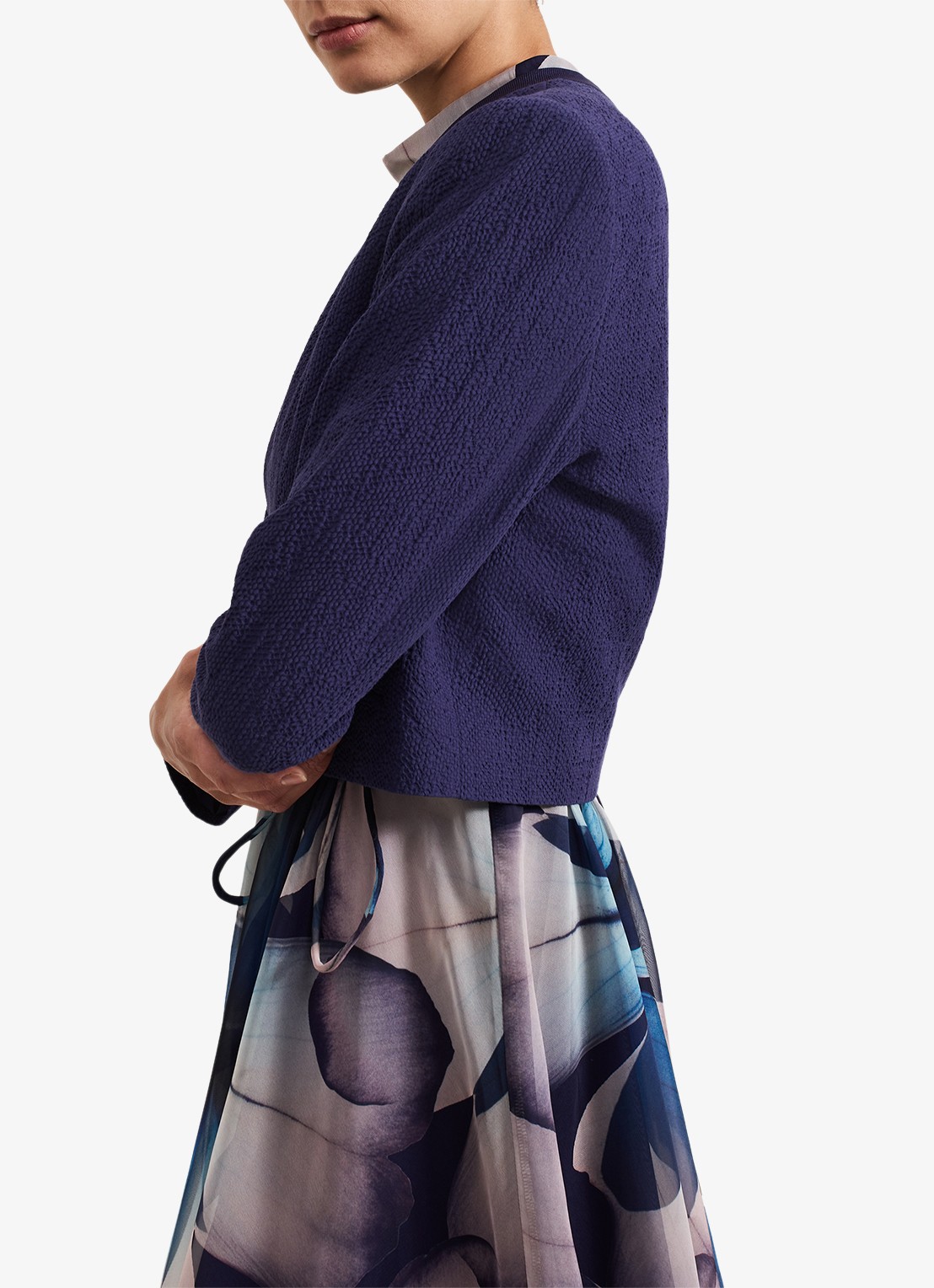 Phase Eight Olivia cropped blazer met structuur - detail 3 donkerblauw