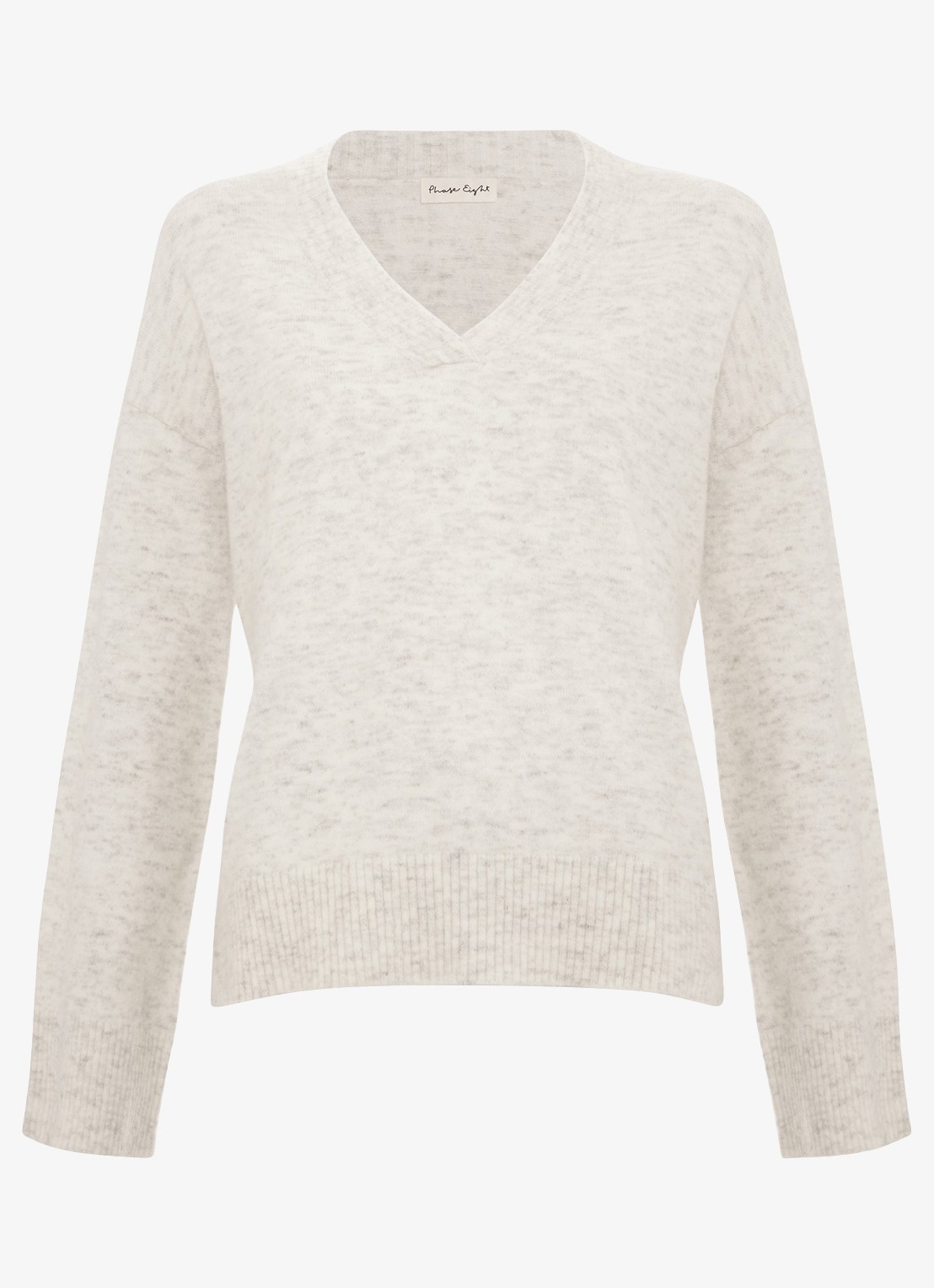 Phase Eight Olivia fijngebreide trui in alpaca wolblend  - voorkant 2 lichtgrijs