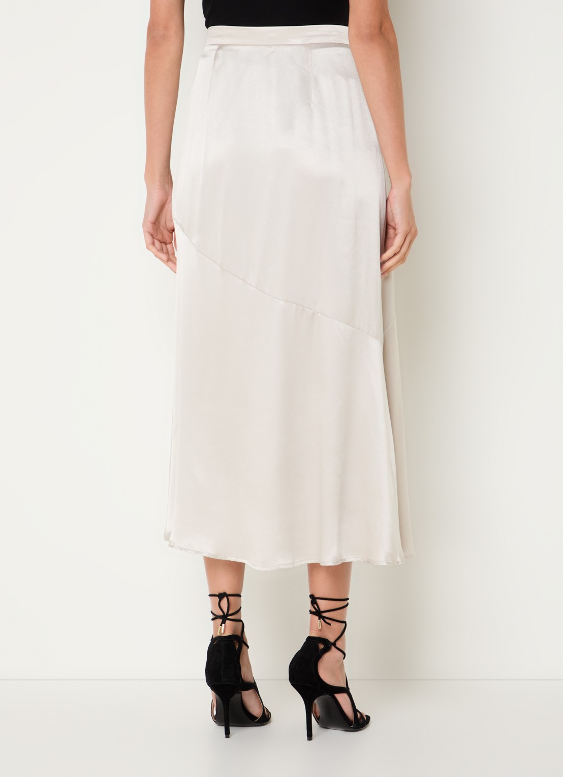 Phase Eight Ophelia midi rok van satijn - achterkant beige