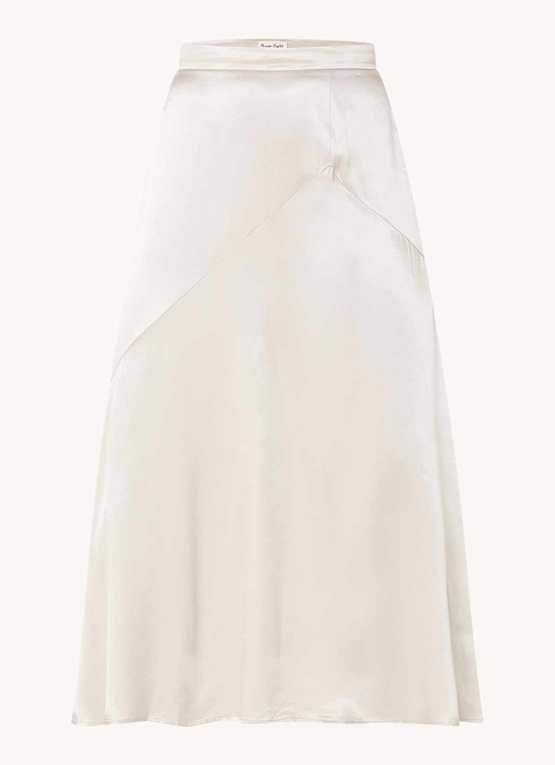 Phase Eight Ophelia midi rok van satijn - voorkant 3 beige