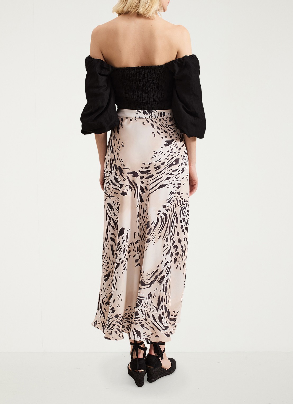 Phase Eight Orla maxi rok met dierenprint - achterkant creme