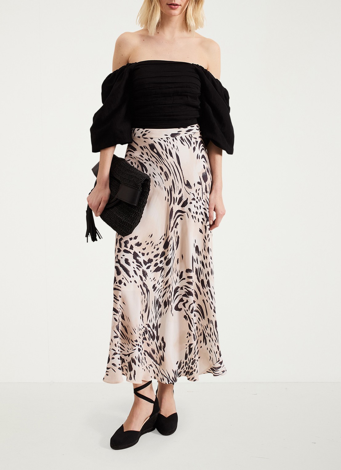 Phase Eight Orla maxi rok met dierenprint - voorkant 6 creme