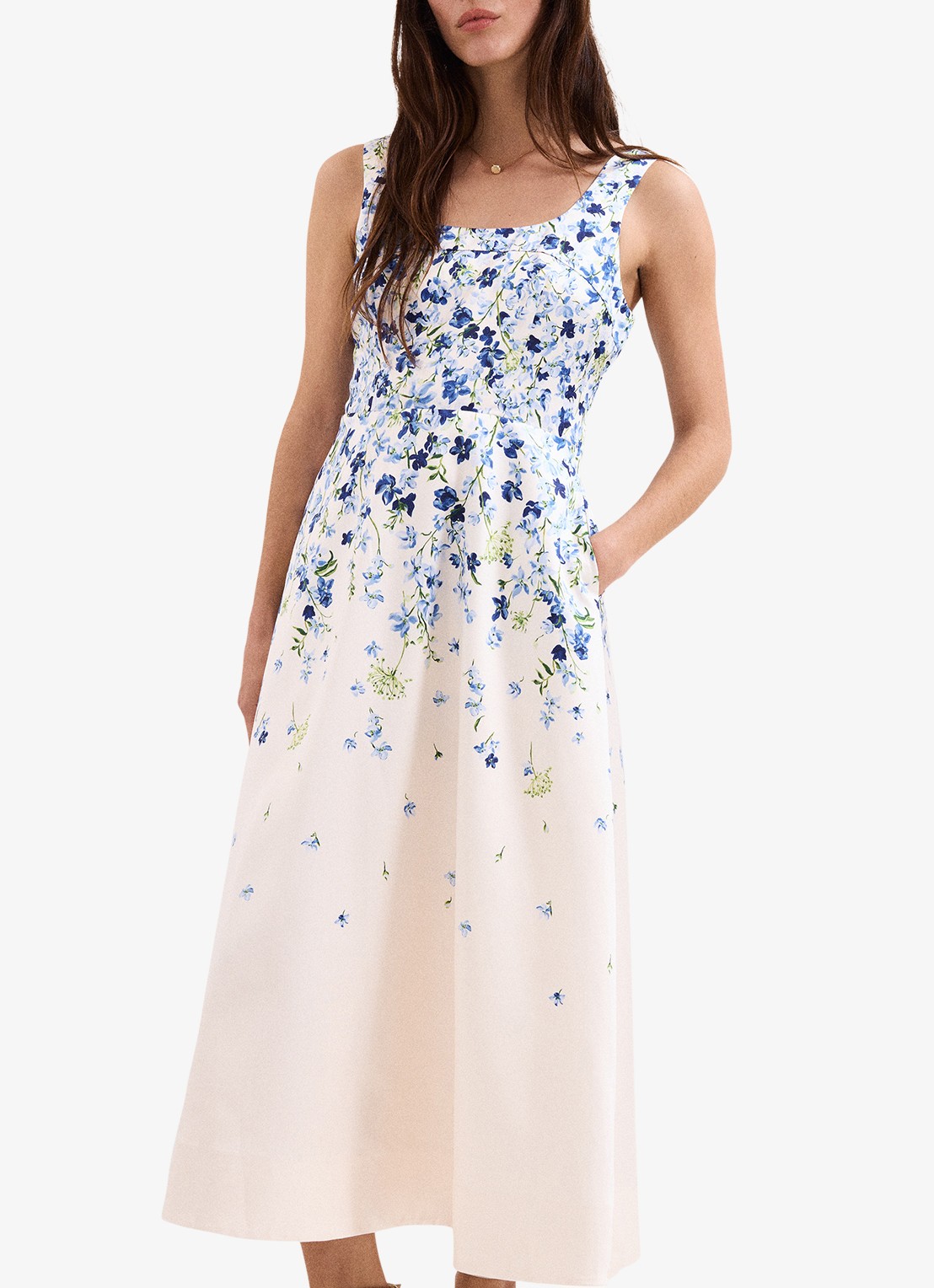 Phase Eight Orla midi jurk met bloemenprint - detail 4 blauw