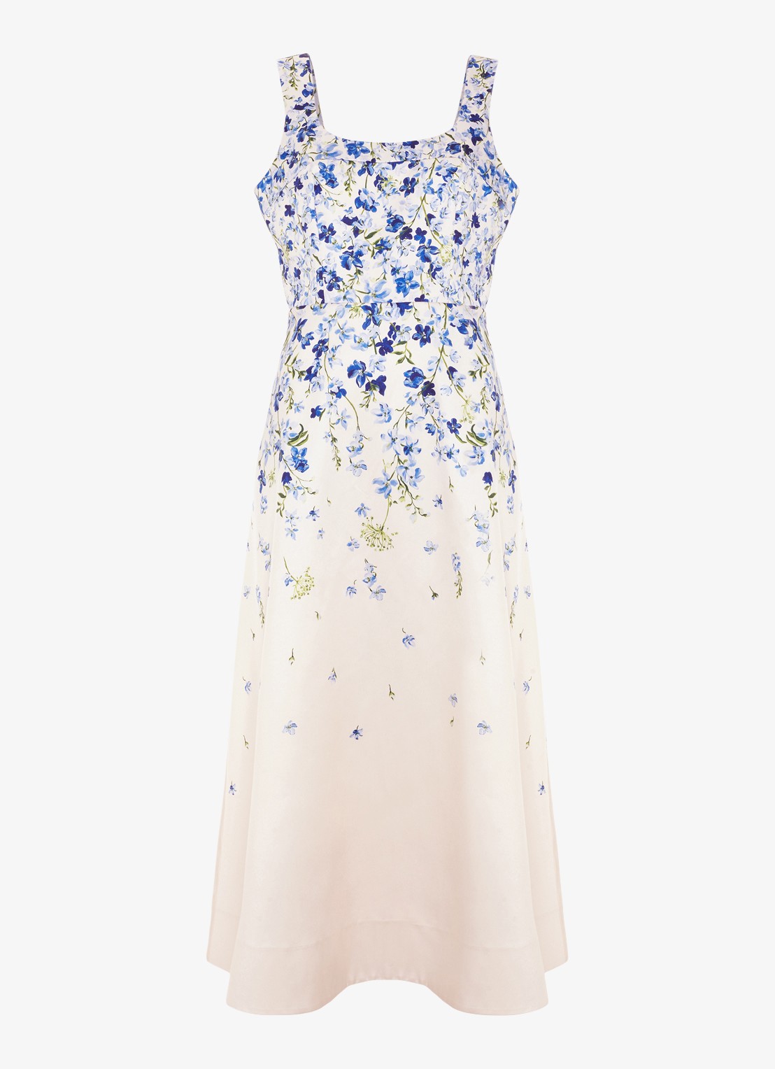 Phase Eight Orla midi jurk met bloemenprint - voorkant 2 blauw