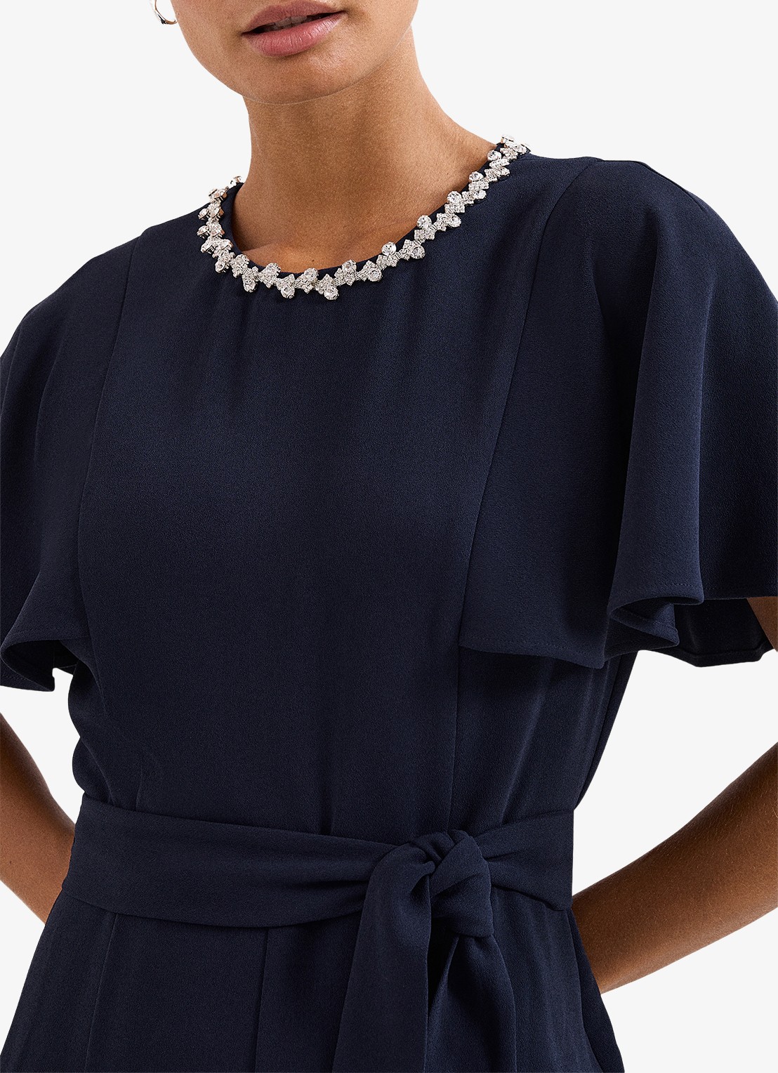 Phase Eight Orwen jumpsuit met strikceintuur - detail 5 donkerblauw