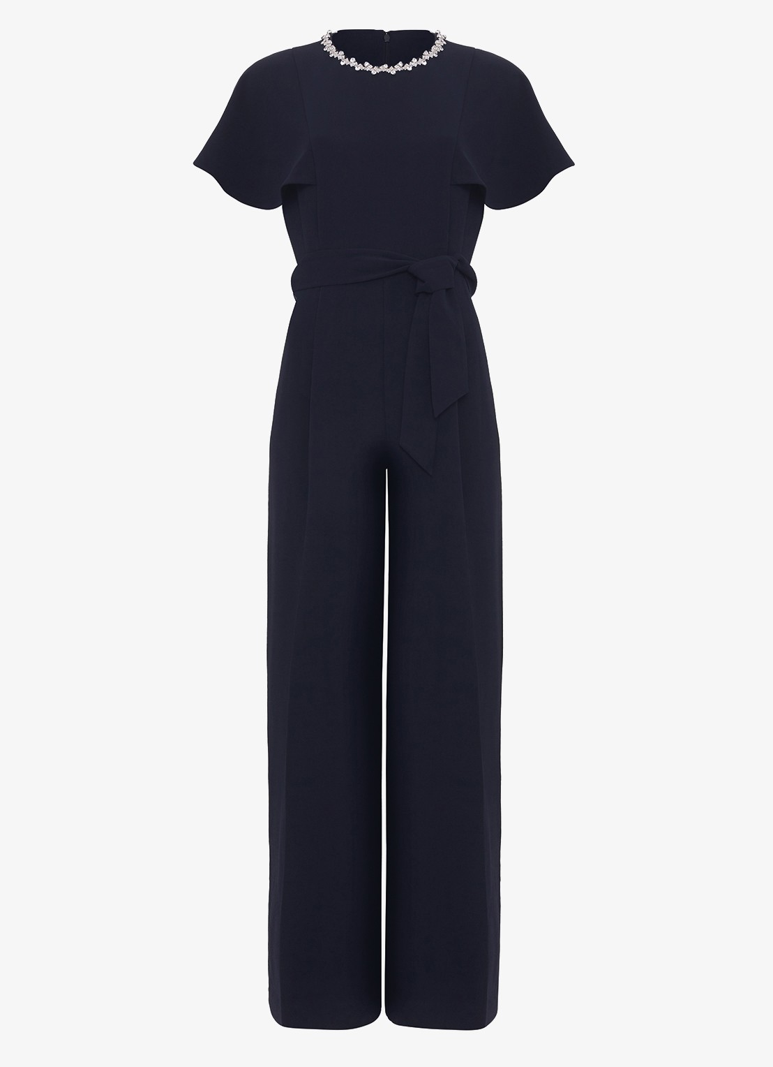 Phase Eight Orwen jumpsuit met strikceintuur - voorkant 2 donkerblauw