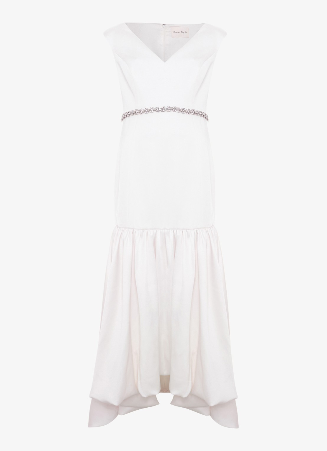 Phase Eight Othelia maxi jurk met volant - voorkant gebroken wit