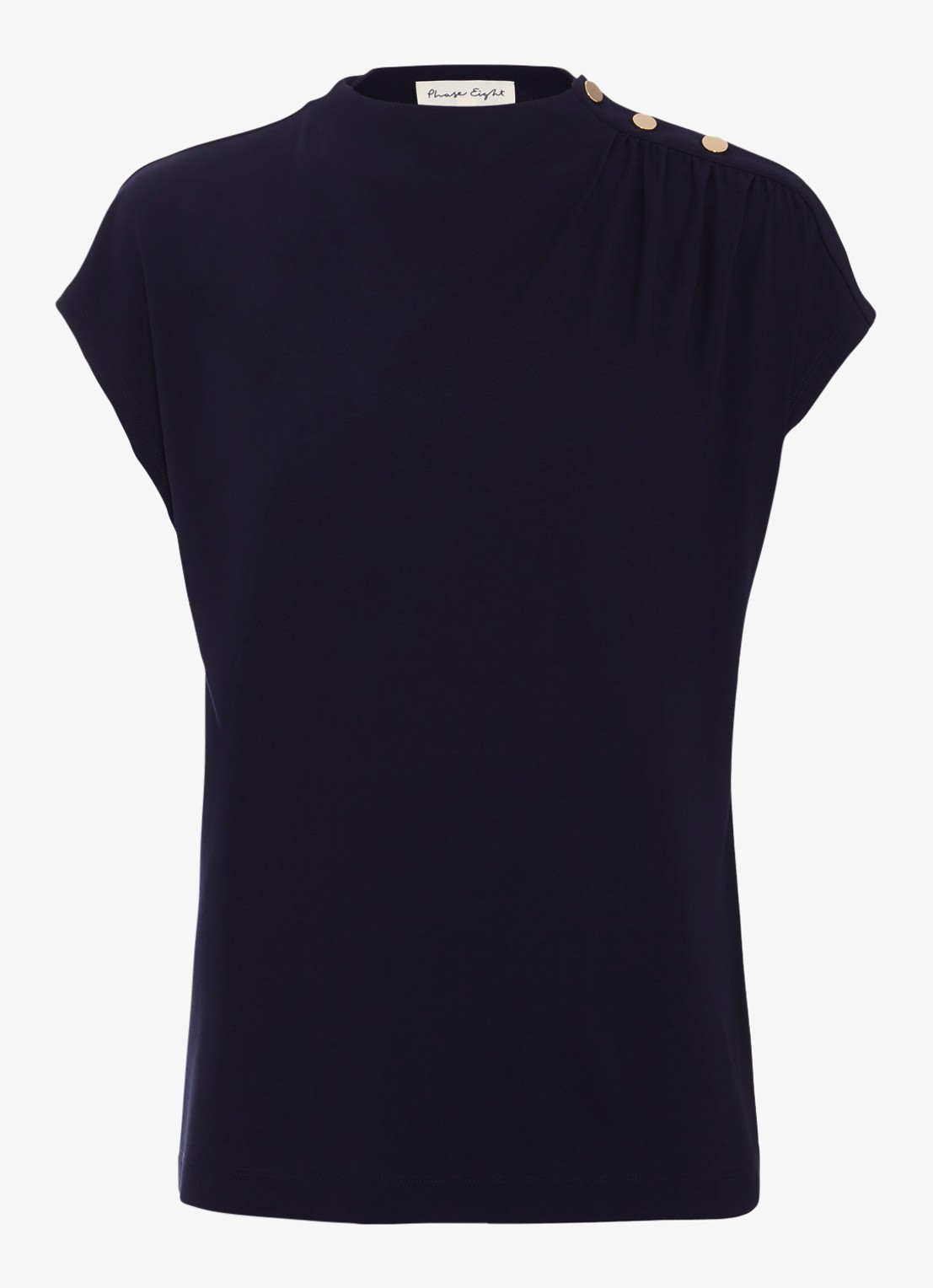 Phase Eight Paige top met gedrapeerd detail - voorkant 7 donkerblauw