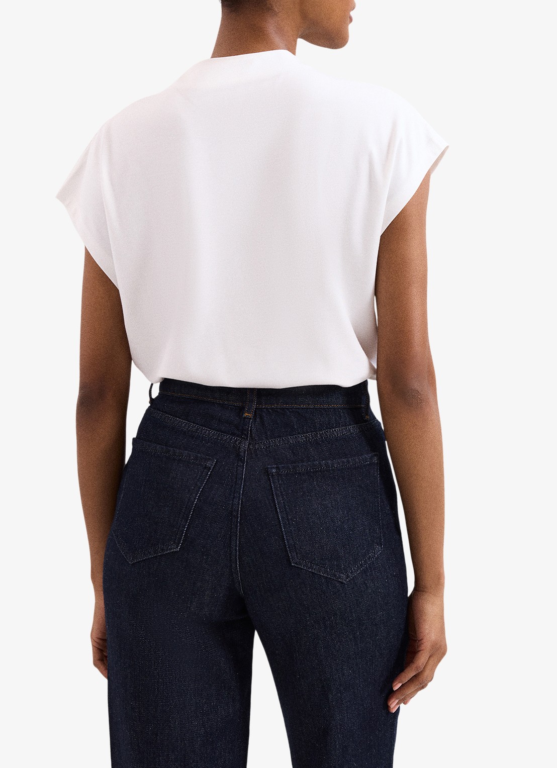 Phase Eight Paige top met gedrapeerd detail - achterkant 3 gebroken wit