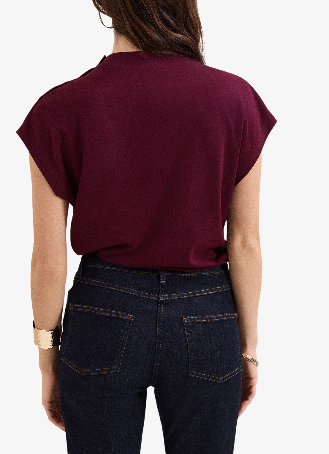 Phase Eight Paige top met gedrapeerd detail - achterkant 8 aubergine