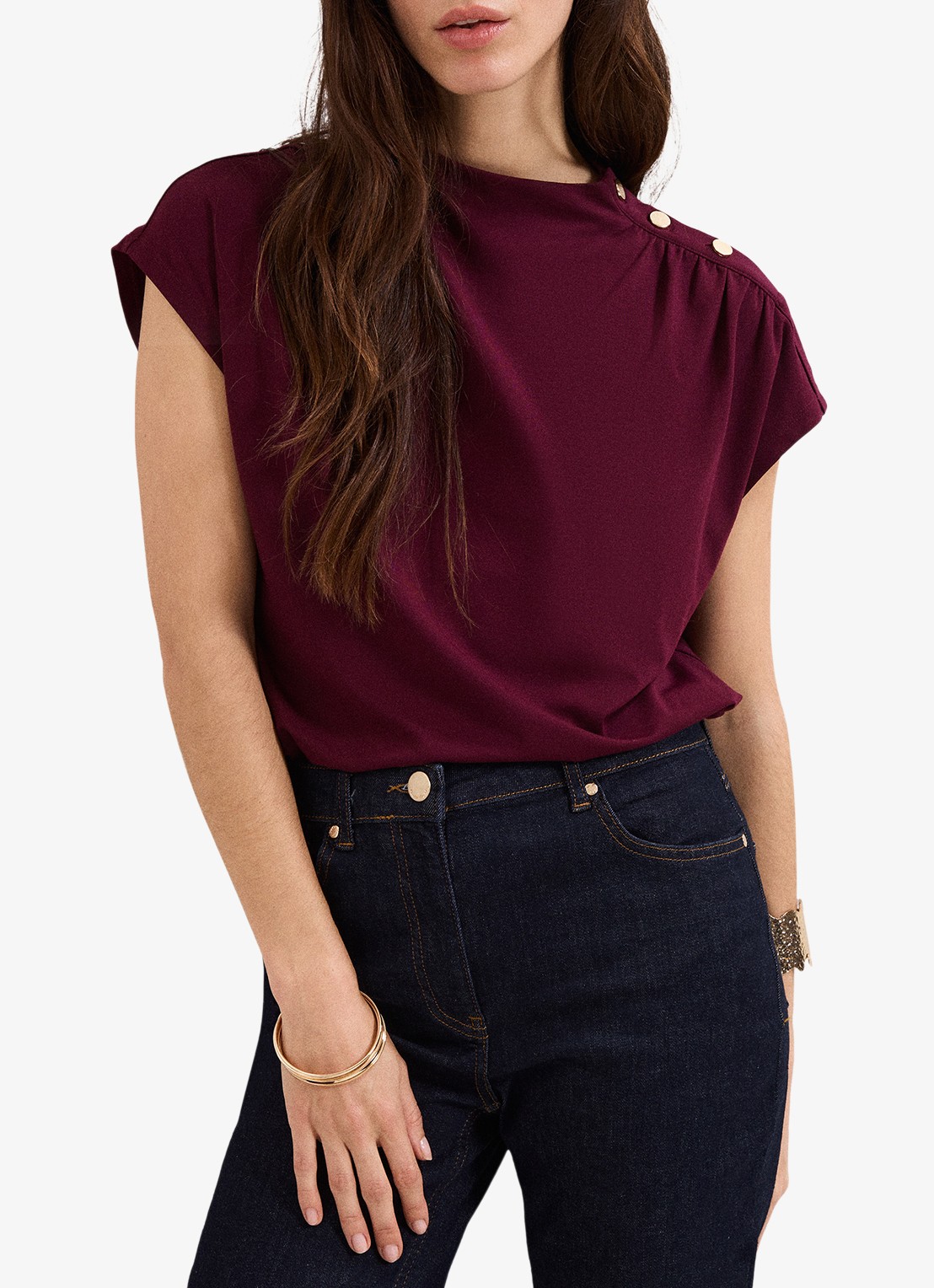 Phase Eight Paige top met gedrapeerd detail - detail 3 aubergine