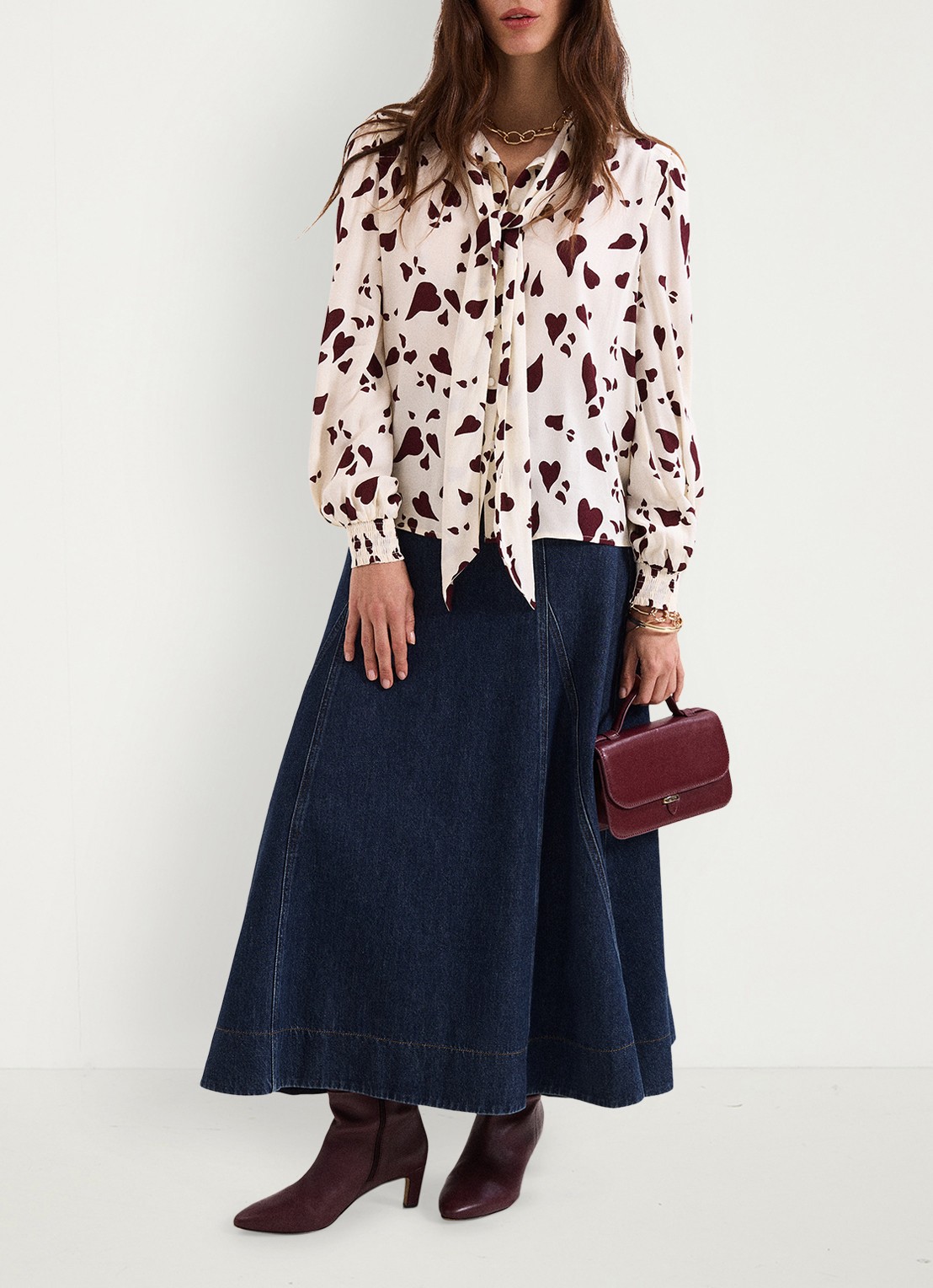 Phase Eight Paloma blouse met sjaalkraag en pofmouwen - detail 6 wit