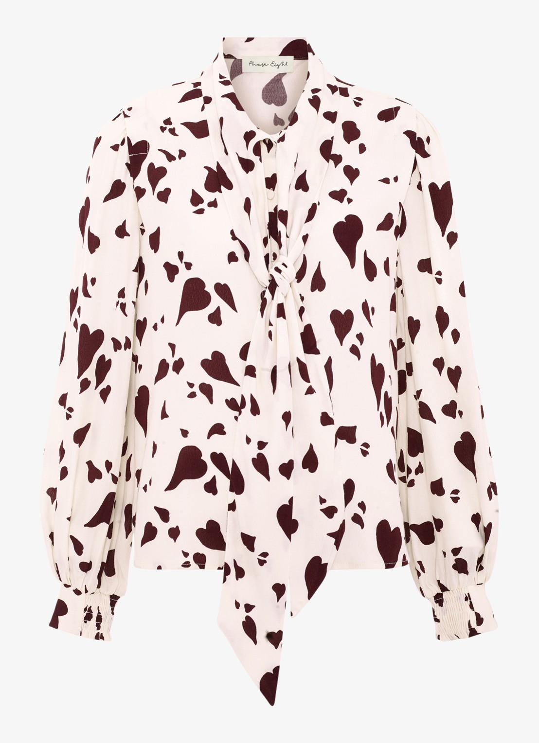 Phase Eight Paloma blouse met sjaalkraag en pofmouwen - voorkant wit