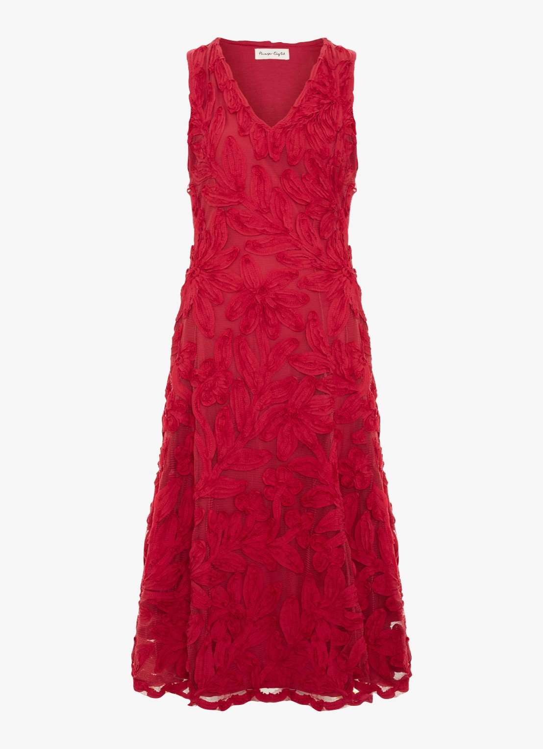 Phase Eight Paloma midi jurk met bloemborduring - voorkant 5 rood