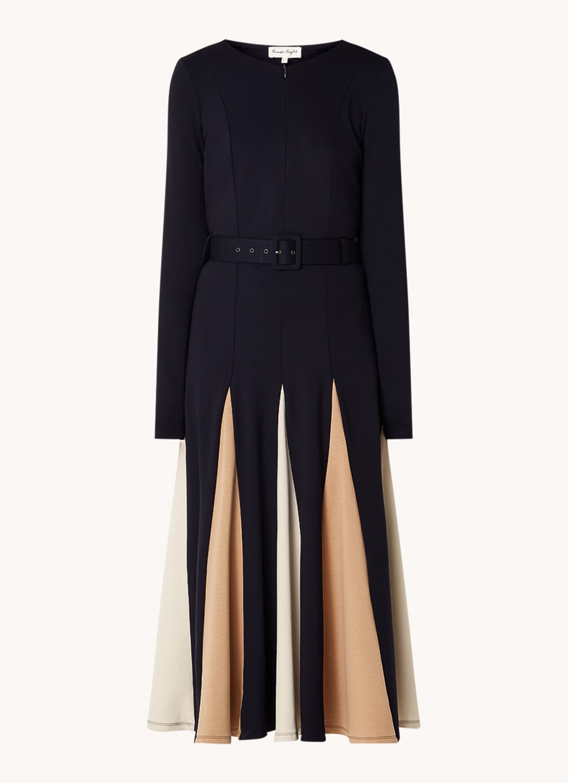 Phase Eight Paula midi jurk met ceintuur - voorkant 5 donkerblauw