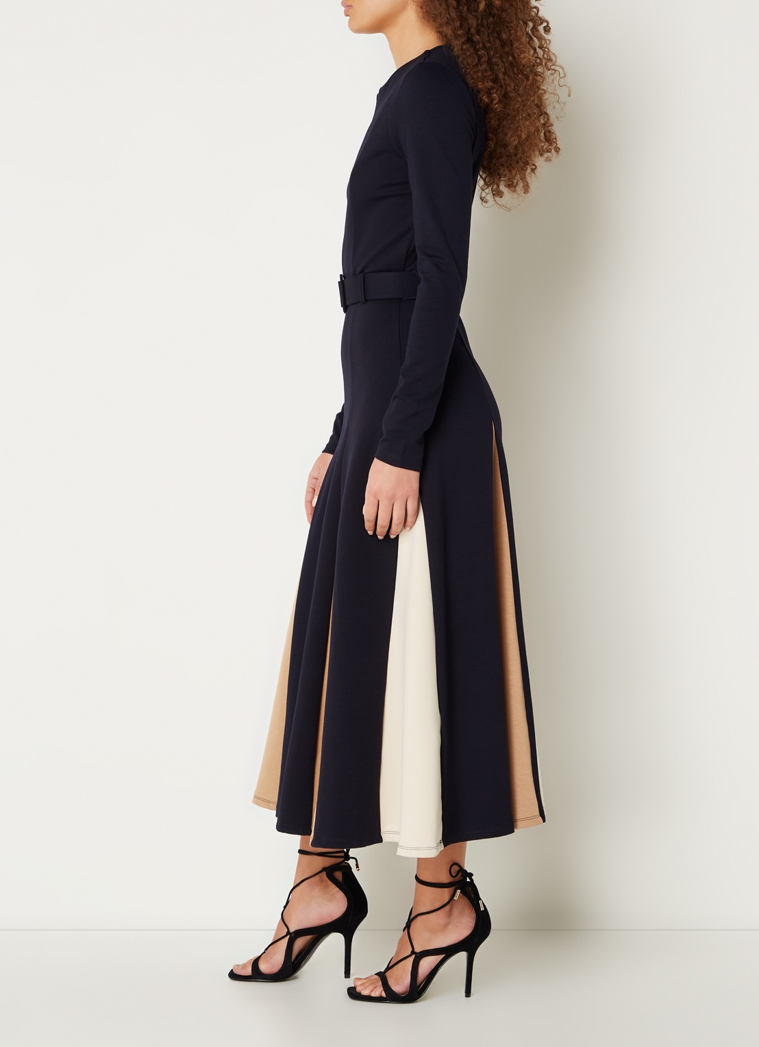 Phase Eight Paula midi jurk met ceintuur - voorkant 6 donkerblauw
