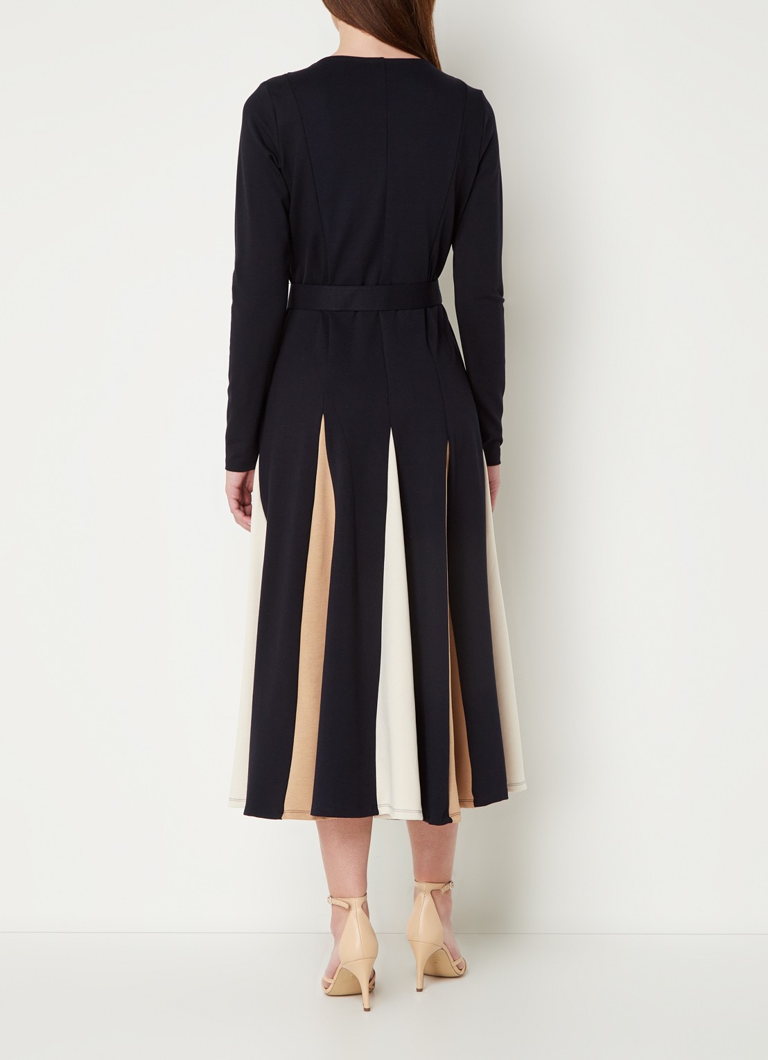 Phase Eight Paula midi jurk met ceintuur - achterkant 4 donkerblauw