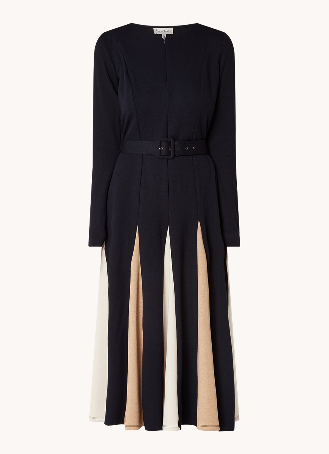 Phase Eight Paula midi jurk met ceintuur - voorkant 7 donkerblauw