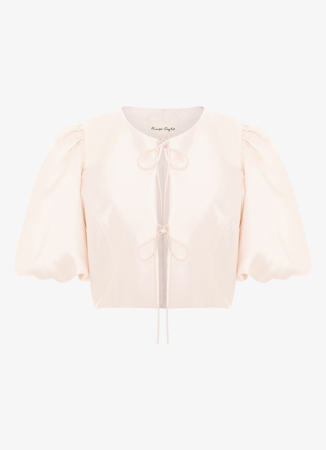 Phase Eight Paulina bolero met pofmouw - voorkant 6 gebroken wit