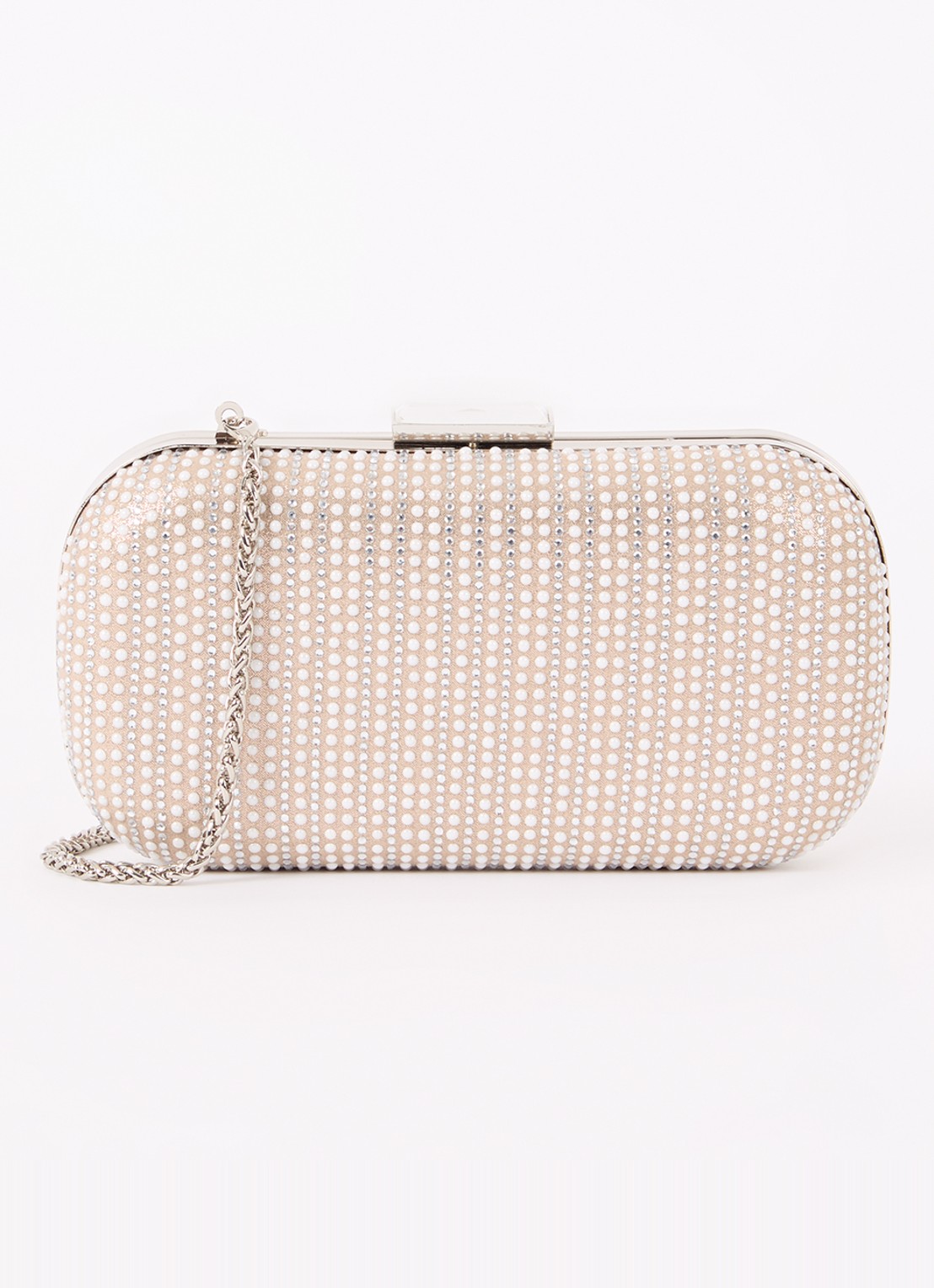 Phase Eight Pearl clutch met strass en afneembare schouderriem - voorkant 3 creme