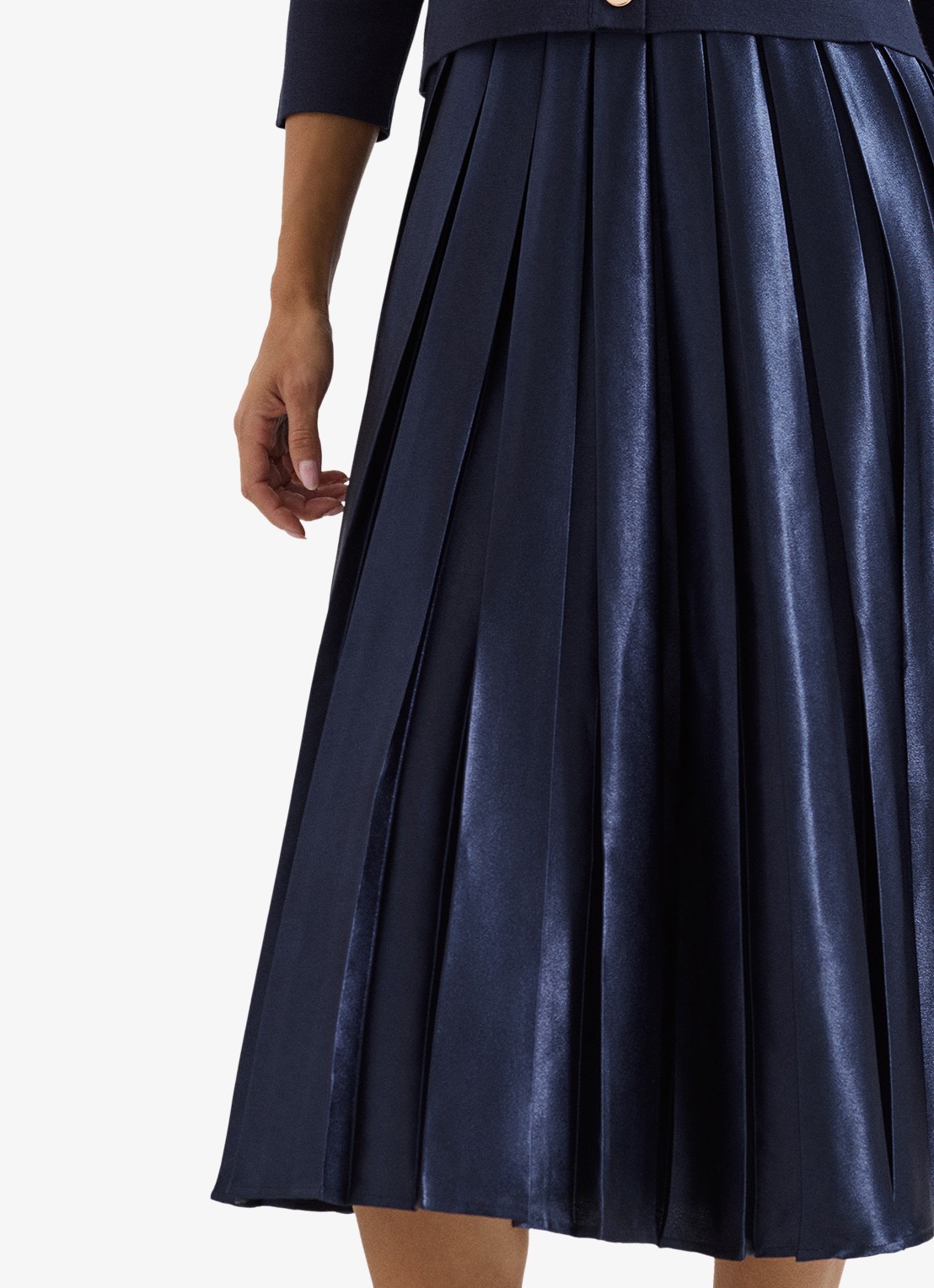 Phase Eight Penny midi jurk met plooien - detail 4 donkerblauw