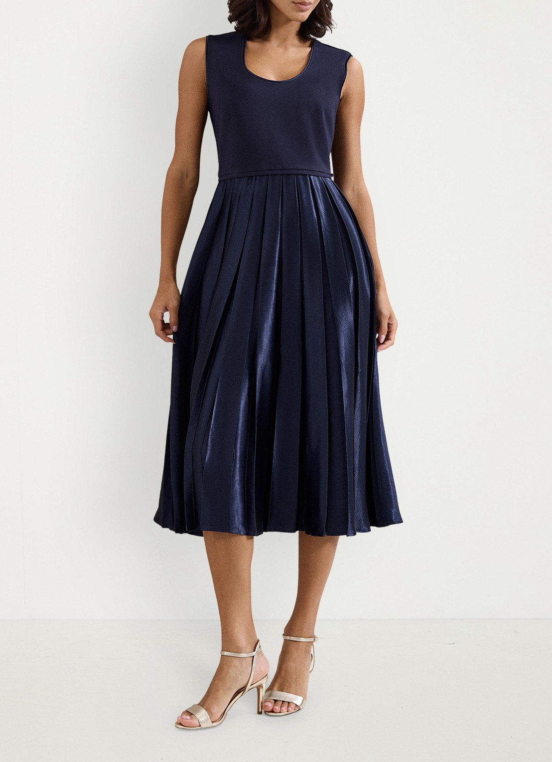 Phase Eight Penny midi jurk met plooien - detail 6 donkerblauw